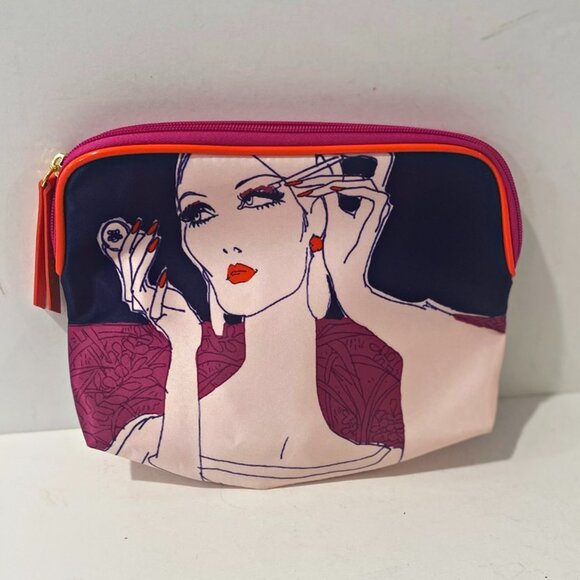 Estee Lauder Womens Cosmetic Bag Mod Pop Art Lady Face Zipper Close - Picture 4 of 4